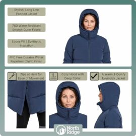 NORTH-RIDGE-Womens-Roaming-Jacket-with-Generous-Cosy-Hood-Zipped-Hem-Vents-Warm-Insulated-Water-repellent-Longline-Winter-Coat-Ideal-for-Walking-Hiking-Outdoor-Recreation-0-1