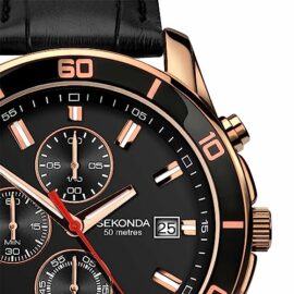 Sekonda-Mens-Quartz-Watch-with-Black-Dial-Chronograph-Display-and-Black-Leather-Strap-105127-0-0