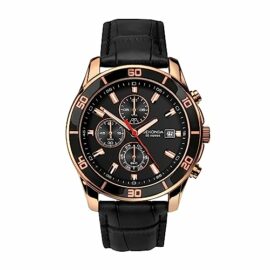 Sekonda-Mens-Quartz-Watch-with-Black-Dial-Chronograph-Display-and-Black-Leather-Strap-105127-0