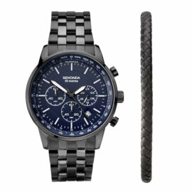 Sekonda-Sports-Mens-Quartz-Watch-in-Blue-with-Chronograph-Date-Display-and-Black-Stainless-Steel-Strap-0