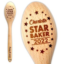 Star-Baker-Personalised-Wooden-Spoon-Baking-Gift-Prize-or-Bake-Off-Winners-Trophy-2023-2024-Custom-Engrave-Any-Name-or-Message-on-Handle-12-inches-with-Hole-for-Hanging-0