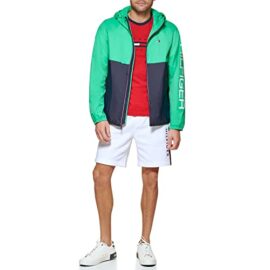 Tommy-Hilfiger-Mens-Color-Blocked-Logo-Rain-Slicker-Jacket-0