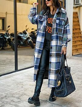 Uaneo-Womens-Casual-Plaid-Button-Down-Long-Puff-Sleeve-Long-Trench-Coats-Shackets-0-0